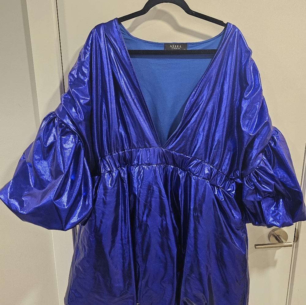 Akira Metallic V Neck Minidress 3X